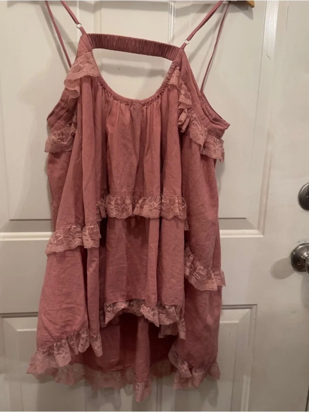 Anthropologie Mauve Tiered Mini Dress - Picture 6 of 6